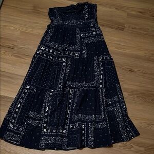 Navy and White Patterned Maxi Dress